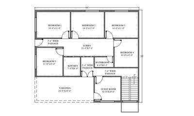 #44'x39'floorplan  #HouseDesigns  #floorlayout  #FloorPlans  #2DPlans  #nakshadesign  #architecturedesigns  #Architectural&Interior 
 #5Bedroom  #villagehouseplan  #architecturedesigns  #Architect