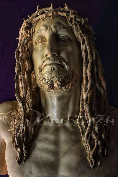 Christ bust . wood en sculpture