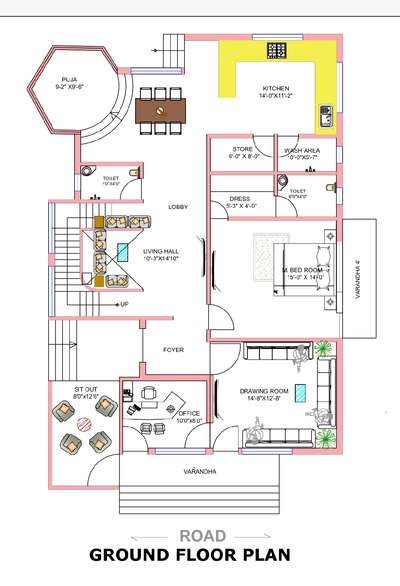 35x50Floor plan #2d&3dplans #floorplanning #HouseDesigns #AltarDesign #ElevationHome