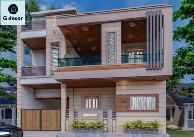 #exteriordesigns  #ElevationDesign  #exterior_Work #jodhpursandstone #3d #frontfacade  #fronthome  #exteriors