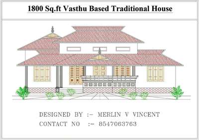 2D Elevation - Traditional style House - 1800Sq.Ft
 #2delevation #TraditionalHouse #vasthu #KeralaStyleHouse #trendingdesign #keralaart #Nalukettu #KeralaStyleHouse  #trendingdesign