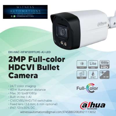 HAC-HFW1239TLM(-A)-LED

2MP Full-color HDCVI Bullet Camera

> * The parameters and datasheets below can only be applied to 1239-S2 series.

> 24/7 color imaging, Max. 30 fps@1080p

> 40 m illumination distance
> Super Adapt, 130 dB true WDR, 3D NR
> Built-in mic (-A)
> 3.6 mm fixed lens (2.8 mm optional)
> CVI/CVBS/AHD/TVI switchable
> IP67, DC 12 V