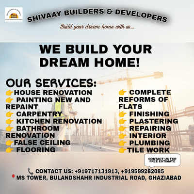 WE BUILD YOUR DREAM HOME 🏡


CONTACT US @9717131913
📍 GHAZIABAD, UTTAR PRADESH, INDIA 

#BUILDER #FalseCeiling  #contractor #builder #construction #ghaziabad #india #painter #flooring #interiordesign #interior #architect #tiledesign #tiles #developer #property #viral #reelsinstagram #insta #noida #delhi #painting #tilestyle #renovation #kitchendesign #bathroomdesign #housedesign #homedecor #renovationproject #meerut