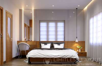 Simple bed room design with full length mirror