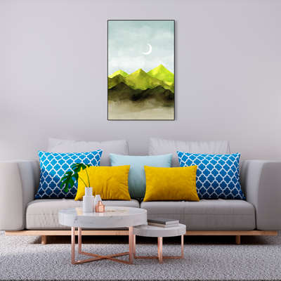 Mountain & Moon Wall Painting
Size : 27" x 18"
 #canvaspainting #WallDecors #WallPainting #InteriorDesigner #interiorpainting #paintings
