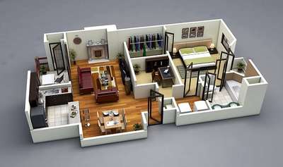 1BHK appartment 3D map