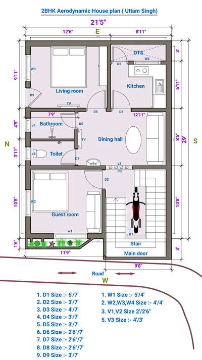 2 BHK HOUSE PLAN (Area :- 623.5ft*2)