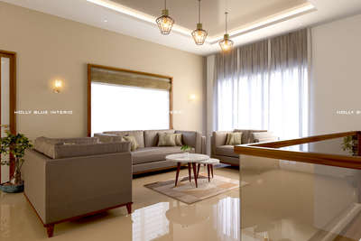 upper living area..
 #keralahomes  #kerala_architecture #Thrissur #hollyblueinterio #LivingroomDesigns #LivingRoomSofa