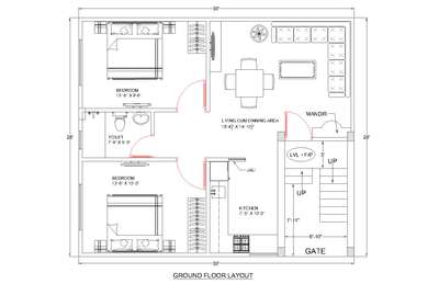 30' x 26' House Plan Layout with 3'-0" Chajja on 1st Floor . 
Total Covered Area - 780 sq. ft 
Total Covered Area (in yards) - 87 sq. Yards 

Total Requirement was : 
2 Bedroom 
1 Common Washroom 
1 Kitchen 
1 Living Area 
1 Staircase (3'-0 Wide)

You can Also This type of plan 
Whatsapp or Call : +91 8766286926 

 #HouseDesigns #FloorPlans #SmallHouse #hisar #HouseConstruction