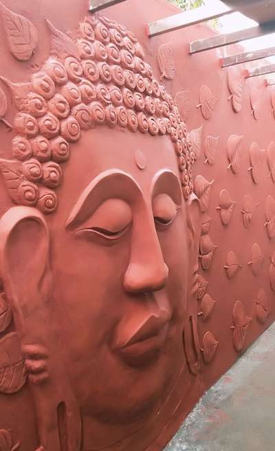 Buddha and leaves 
size:w 20 feet x H 11 feet 
 #buddha  #buddhastatue  #buddhawallpers  #buddhastatues  #InteriorDesigner  #Architectural&Interior  #interiores  #teracotta  #terracottaart