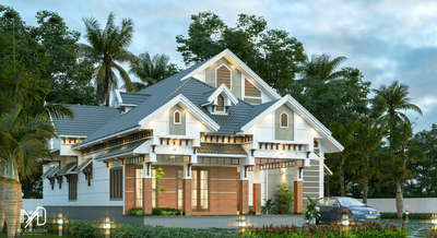 flat house design with frabicated sloping roof...