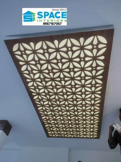 FALSE CEILING WITH MULTIWOOD CNC DESIGN 
GYPSUM FALSE CEILING AND PARTITION WORKS IN TRIVANDRUM CALL 9567167067