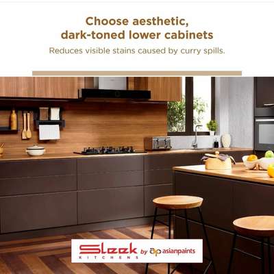 Do you know? Dark shades can be also given for Kitchen cabinets.Especially the bottom cabinets can be given darker shades so that food splashes while cooking will not show up easily.If you are providing PU or Acrylic finish, the door shutters can be cleaned easily. 

Sleek Kitchen Comes with a 10 year warranty and life long service support guarantee by Asia Paints.
#kochi #keralaarchitects #keralahomedecor #keralafurniture #entekottayam #malabaryinteriors #sleekkitchen #kochivibes #kochinightlife #eatkochieat #abcemporio #dlife #infoparkkakkanad #infoparkphase #infoparkkochi #thrissurarchitects #malappuramarchitect #kochi #kakkanad #dlfkochi #kozhikkode #malapuram #kannurcity #alleppey #alapuzhakaran #kitchenkerala #kochikitchen #kochivibes #kochiarchitects #kochidiaries