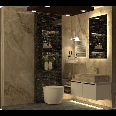 Bathroom design in 3d render