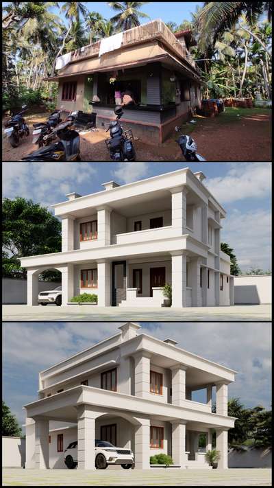 renovation work (colonial touch home)  #malappuram #exterior_Work #colonial #HouseRenovation #mooniyur #HouseDesigns