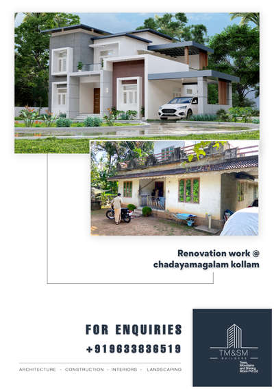 Renovation work@ chadayamagalam kollam
TM AND SM BUILDERS PRIVATE LIMITED
More details contact 9633836519