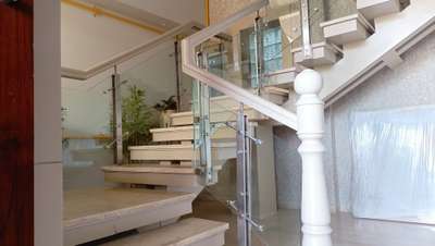 faridabad ss glass realling with ms stair case realling
faridabad