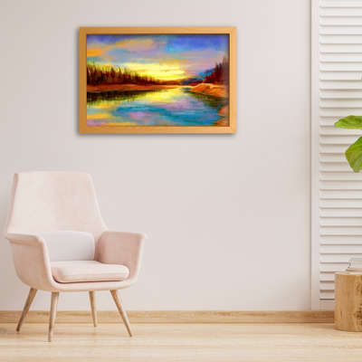Beautiful Sky Painting
with floating frame
 #WallDecors #WallPainting #homeinteriordesign #homedecor #abstractpainting