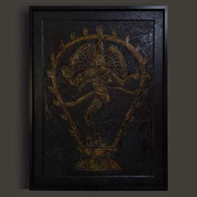 #p6612#Texture painting of 10th century Chola Dynasty (South India) bronze sculpture of Shiva, the Lord of Dance, different from others pieces of this kind wherever in the world by its masculinity,  kept at  Los Angeles Country Museum of Art.#acrylic on Board  / Frame Size 120 x 160 cms 
#www.rafipainting.com.
