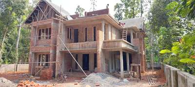 #site stories# 2 floor residential building # wire cut bricks# 3000 Sq. ft# contemporary style# ongoing project