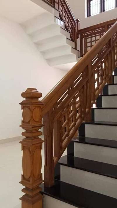 wooden stair railing