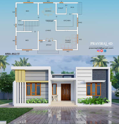 2BHK home design 
Area:952 sq.ft
നിങ്ങളുടെ കയ്യിലുള്ള പ്ലാൻ അനുസരിച്ചുള്ള 3D_ഡിസൈൻ ചെയ്യാൻ contact ചെയ്യൂ.. )
👉📱:8921402392
👉📧: praviraj4d@gmail.com
.
.
 #kerala
 #keralahome  #keralahomeplans  #keralahomestyle  #KeralaStyleHouse  #veedu  #2BHKHouse  #ElevationHome  #3D_ELEVATION  #3Darchitecture  #budget  #budget_home #SmallHouse  #ContemporaryHouse  #SmallHomePlans  #FloorPlans  #ElevationHome  #HouseDesigns  #simplehome  #architecturedesigns  # #Architect  #architecturekerala  #kerala_architecture  #Kasargod   #Kozhikode  #Kollam  #Ernakulam  #Thrissur  #Kannur  #c