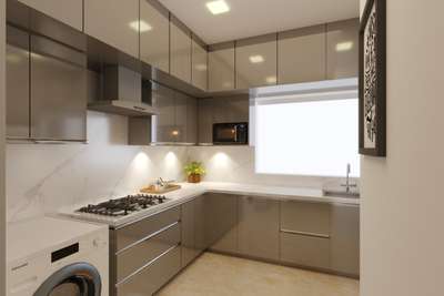 "#Interiordesign of small Kitchen of apartment of Asset Limelight Edappally