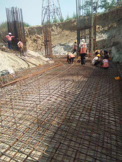 retaining wall footing steel fixing my team at udhampur (J&K)