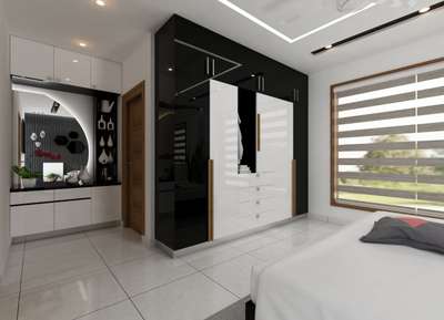 Black & White customized bedroom.
Villa at shoranur