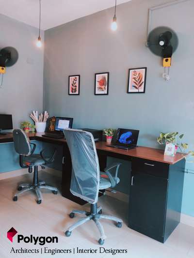 simple office ideas #polygon #Architect #OfficeRoom #DecorIdeas #workspace #InteriorDesigner  #CivilEngineer #haripad #karthikappally