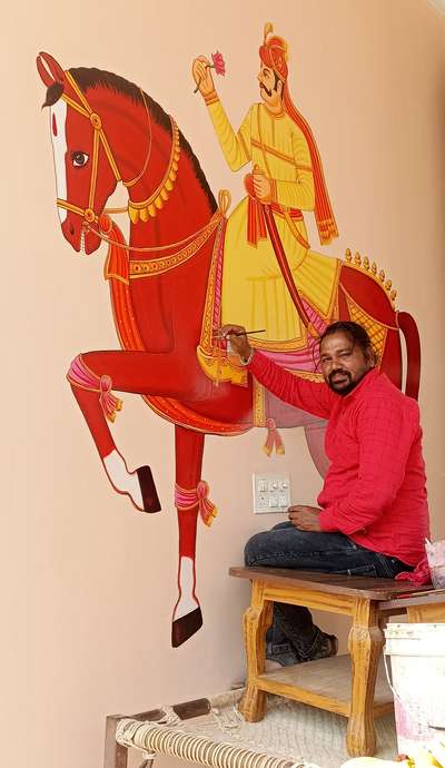 #horse #painting, #artist #pannalal #sain , #wall #painting #Rajasthan