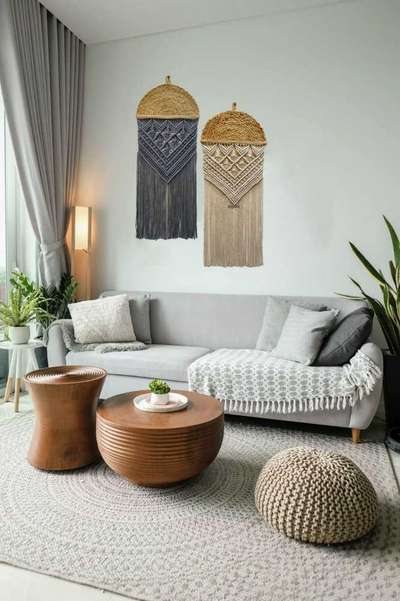 Let's add a rustic charm to your living room with some macrame wall hangings. These are wall hanging made by knotting jute or cotton cords into a beautiful pattern to elevate the aesthetics of the room. Invest in one now to keep up with the trend.
#interior #decor #ideas #home #interiordesign #indian #colourful 
#decorshopping