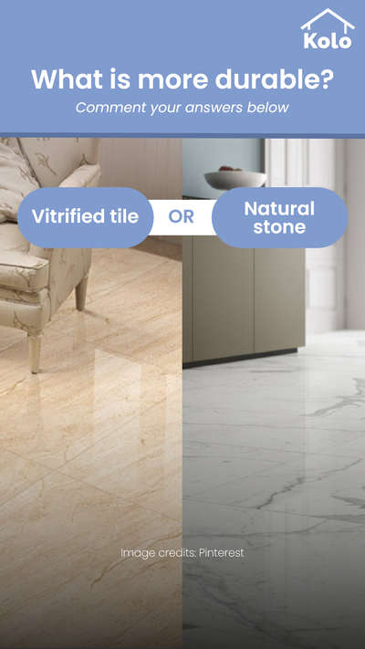 Out of these two popular choices for flooring, can you guess which one is more durable????

Learn new words and information of home construction with our quiz series on Kolo Education 󰗧

Learn tips, tricks and details on Home construction with Kolo Education. 🙂 
If our content has helped you, do tell us how in the comments ⤵️
Follow us on @koloeducation to learn more!!!

#education #architecture #construction #building #interiors #design #home #interior #expert
#koloeducation #quiz #thisvsthat