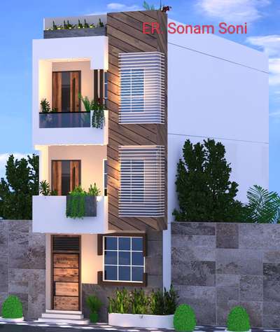 Narrow House Elevation Design#New Work #RAC Indore#By Er  Sonam Soni