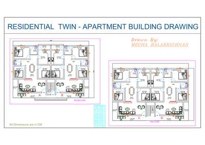 Residential Twin Apartment Design  #apartmentplan #2dfloorplan #twinhouse #koloapp