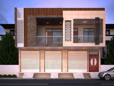 35 feet Exterior with shop design ₹₹₹  #sayyedinteriordesigner  #exteriordesigns  #shop  #ElevationDesign