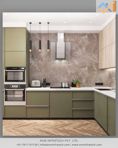 This green kitchen has a powerful look and cosseting feel that's largely down to the strength of the tone. A rich olive like this works with darker warm tones of wood – walnut and darker oak are both excellent choices.


Follow  us for more such amazing updates. 
.
.
#green #greeninterior #interior #kitchendesign #greenkitchen #greencolor #greencolour #kitchendesignideas #kitchen #kitchendecor #kitcheninspo #kitchengoals #avminfratech #idea #decor #decoration #trendy #latest #modern #moderndesign #moderndecor #moderndesigns #moderndesignhomes