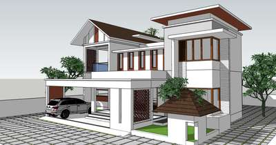 Mixed Style
 #KeralaStyleHouse  #MixedRoofHouse  #doubleheightwalldesign  #outdoorlounge  #BalconyGarden