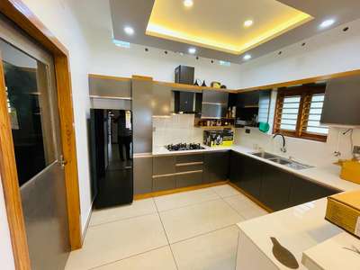 Kitchen, Storage, Ceiling, Lighting, Window Designs by Architect Salmia Builders, Ernakulam | Kolo
