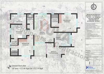 ground floor plan of 1322 sqft #FloorPlans  #HouseDesigns  #homedesigner  #homedesigne  #villadesign  #3d  #HomeAutomation  #Kozhikode  #Malappuram  #Wayanad  #Kannur  #Palakkad