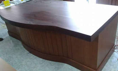 principles table with teak wood veneer and wood