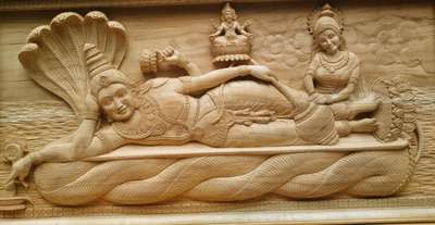 Ananthashayanam    teak wood high relief work  fully handmade work