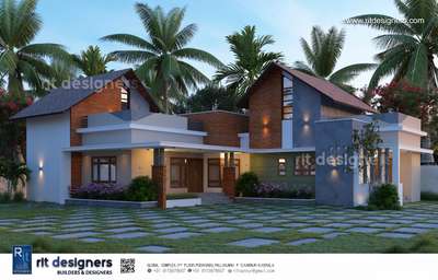 Modern single story house. 
. 
. 
. 
. 
. 

#modernarchitect #KeralaStyleHouse #keralahomedesignz 
#ElevationHome #singlestoryresidence #singlestoryelevation #kannurconstruction #exteriordesing #3dmodeling #elevationkerala