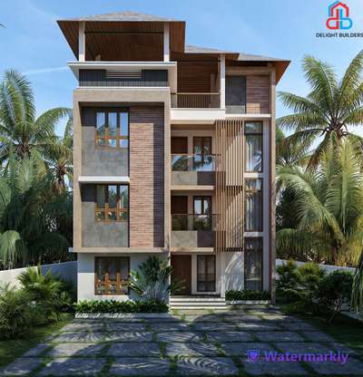 #3 D front elevation # 3 floor# residential building# 3000 Sq.ft