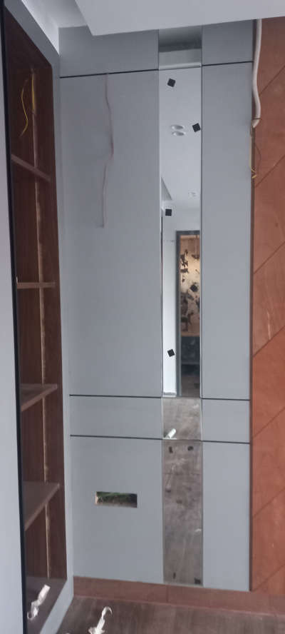 @glass work #mirror designz #aluminium railing #toughwnd fix #hplsheet # front elevation #mirror tv panel # designer name plate
