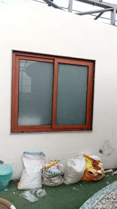 aluminum windows with wooden colour 3 track
