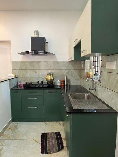 Green kitchen
 #kitchen  #multy wood with mica#