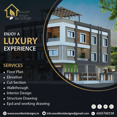 Excellent Designs - Your dream  designs are
just one click from you !!!!
With the world class architectural design
firm, Excellent Designs strives for
creating your imagination into reality. call us
on +91-6265760118
Mail-info.excellentdesigns@gmail.com
Universe Best Elevation by ED Designers
Team.
Call or Watsapp on - 6265760118
#interiordesign #homedesign
#homedecor #luxurydesign #designforlife
#render #vray
#3dsmax #commercial #elevation
#blogfordesign #startup
#instaarchitecture #instadesign
#instainterior
#archilove #realstate #modernarchitecture
#modernhouse
#architecturestudent
#elevation
#elevationdesign
#elevationdesigns