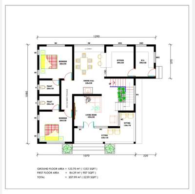2239 sq.ft Residence design
#FloorPlans  #HouseDesigns  #4BHKPlans  #beautifulhomes  #InteriorDesigner