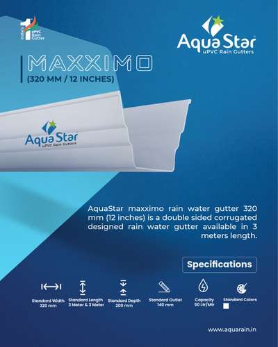 AquaStar Maxximo uPVC Rainwater Gutter
Gutter Size: 320mm 
 #rainwatergutter  #Rainwater  #HouseDesigns #1000SqftHouse #below1000sqft #Contractor